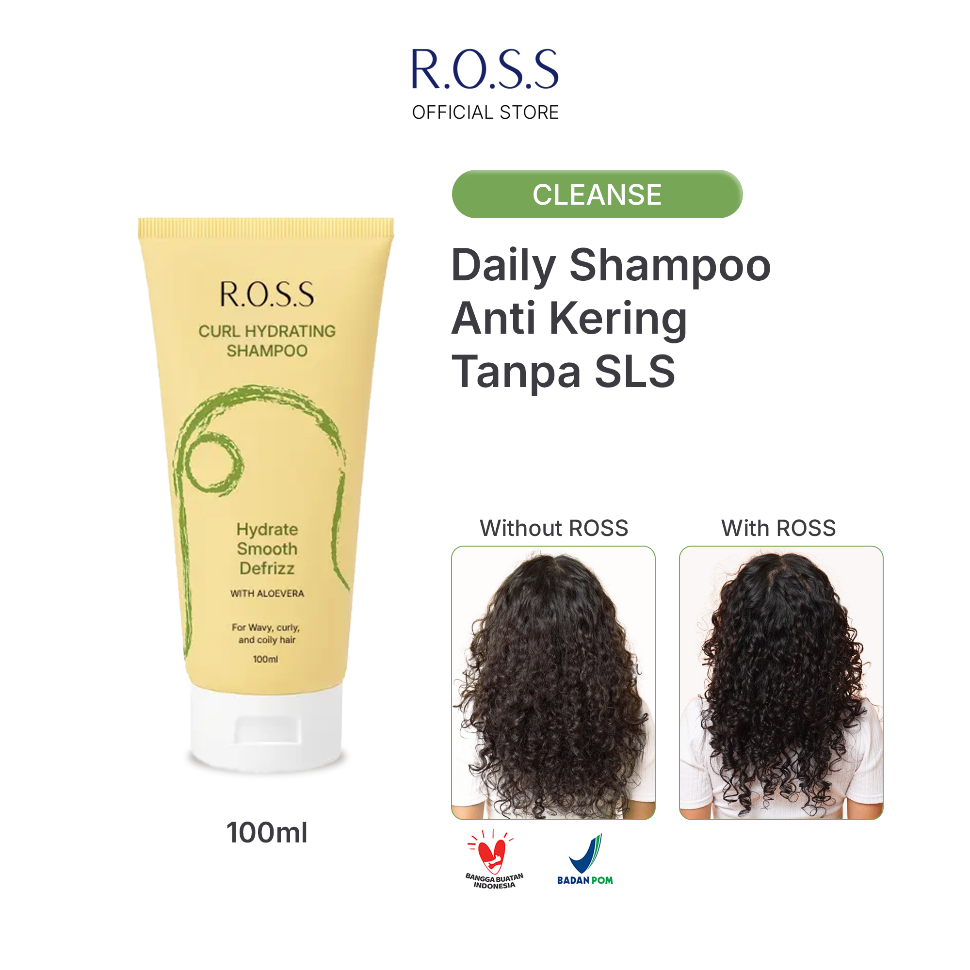 R.O.S.S Curl Shampoo 100ml - Shampoo Free Sulfate