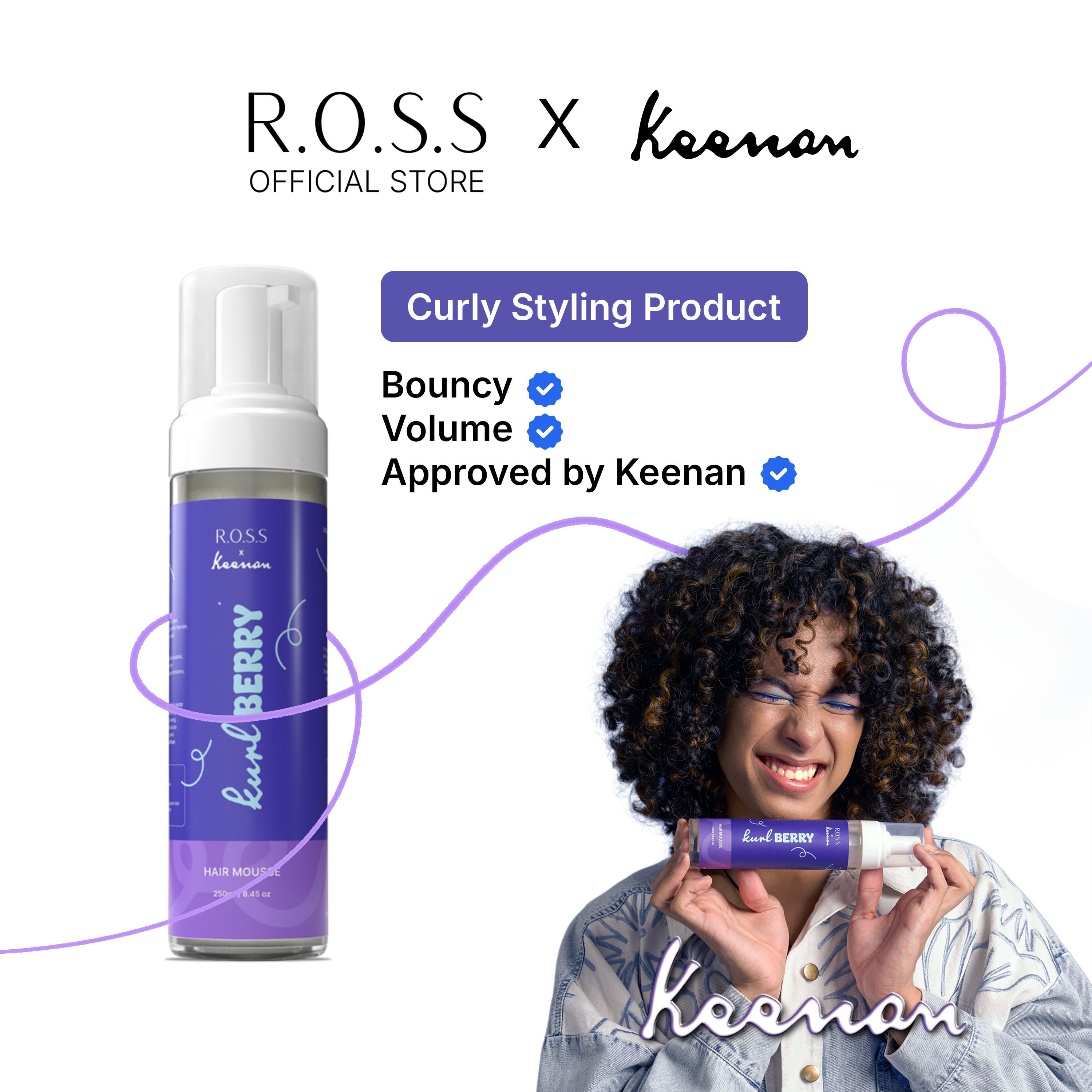 R.O.S.S x Keenan Kurl Berry Hair Mousse 250ml